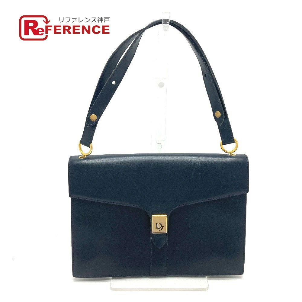 Christian Dior Trotter Bag Handbag Shoulder Leather Navy Blue